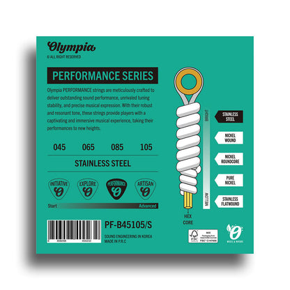 Olympia Performance Series Light Top Medium Bottom Electric Bass String Set 045-105 — view 2