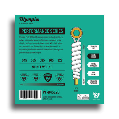 Olympia Performance Series Light Top Medium Bottom Electric Bass 5-String Set 045-128 — view 2