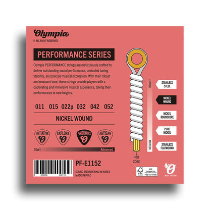 Olympia Performance Series Electric Guitar String Set (11-52) Medium Top Heavy Bottom — view 2