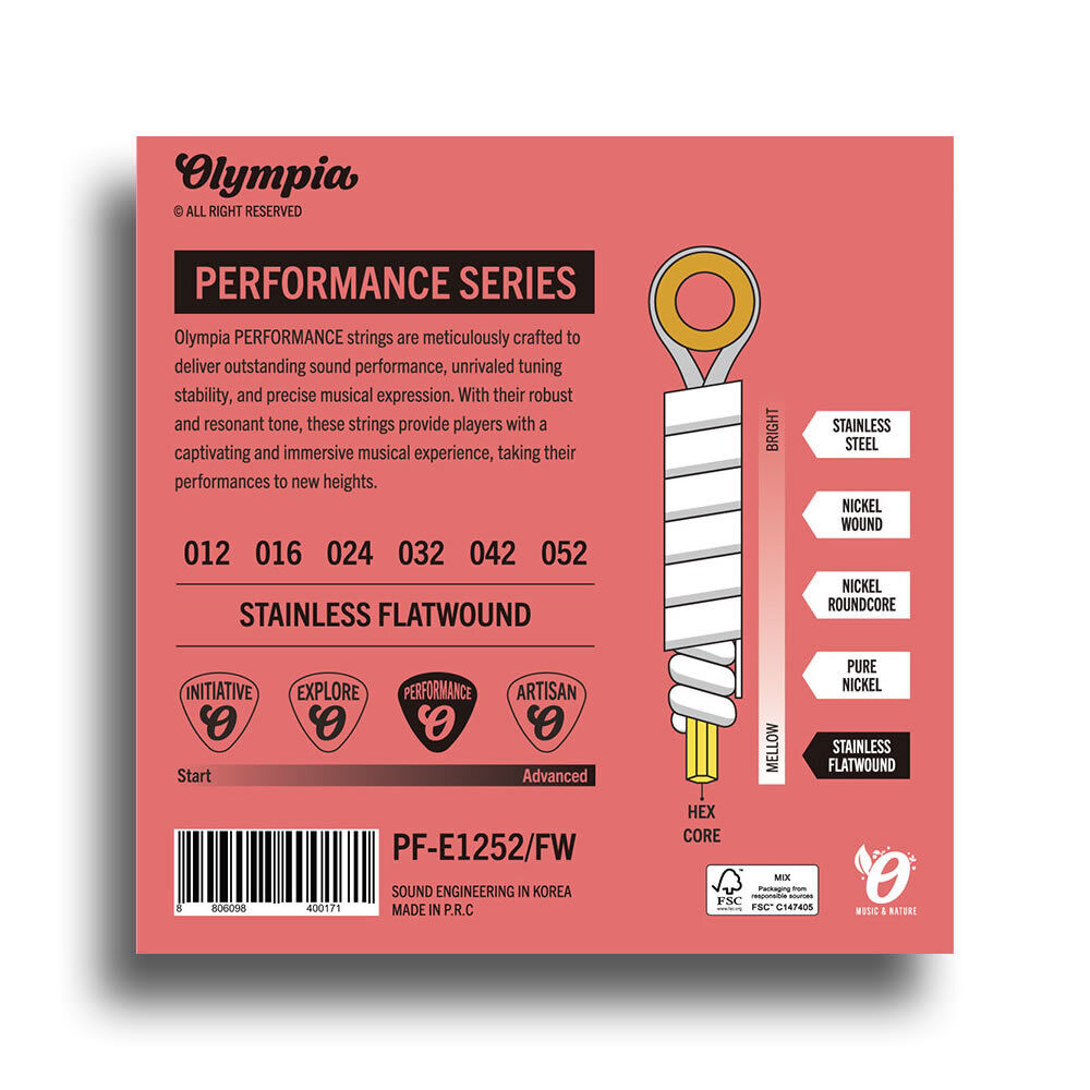 Olympia Performance Series Light Flat-Wound Electric Guitar String Set 12-52 — view 2