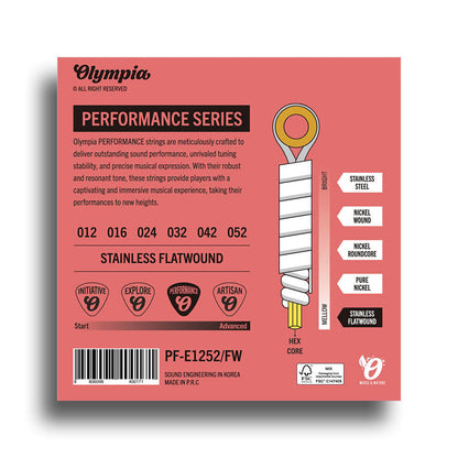 Olympia Performance Series Light Flat-Wound Electric Guitar String Set 12-52 — view 2
