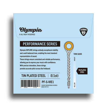 Olympia Performance Series E-1ST Plain Steel Violin String for 4/4 Violins — view 2