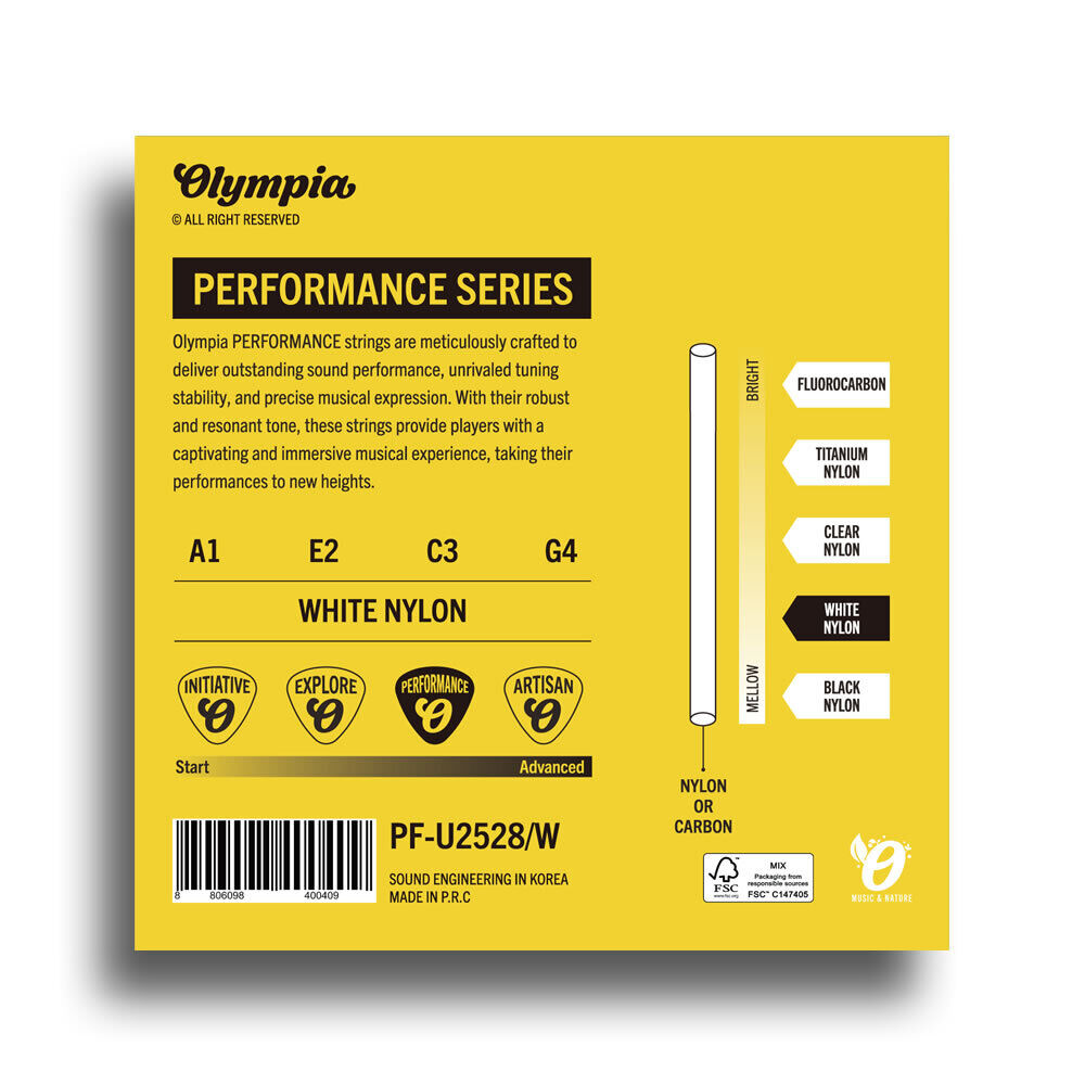 Olympia Performance Series White Nylon Ukulele String Set for Soprano/Concert — view 2