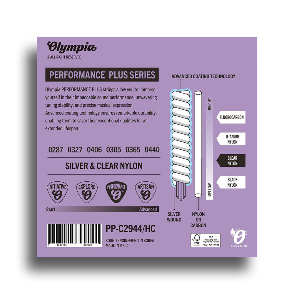 Olympia Performance Plus Coated Classical Guitar String Set Hard Tension 29-44 — view 2