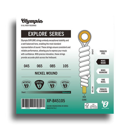 Olympia Explore Series Electric Bass String Set (Light Top Medium Bottom, 45-105) — view 2
