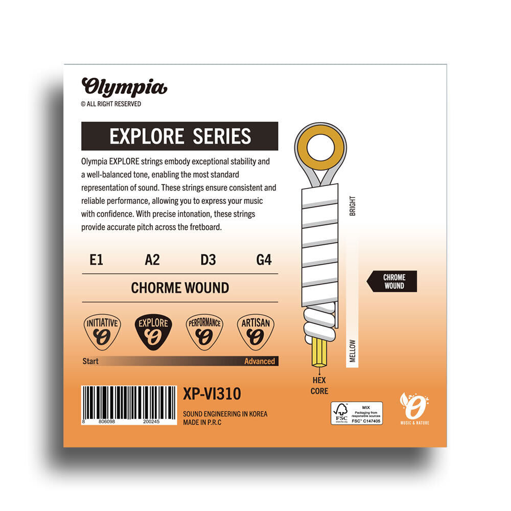 Olympia Explore Series Medium Tension Flat-Wound Violin String Set 4/4 — view 2