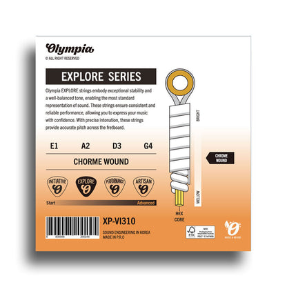 Olympia Explore Series Medium Tension Flat-Wound Violin String Set 4/4 — view 2