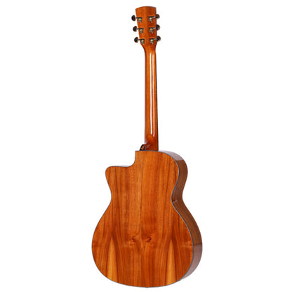 Saga OM68C Solid Folk Cutaway Acoustic-Electric Guitar Natural with Gigbag — view 2