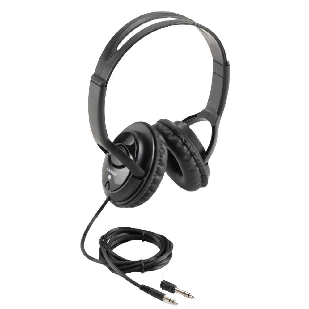 On Stage AA3500 Wired Headphones with 6' Cable and 1/4" Adapter, Black