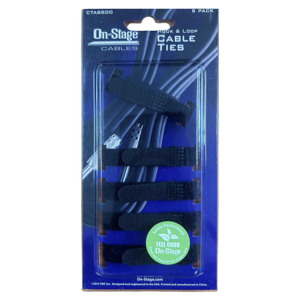 On Stage Velcro Cable Ties - 5 Pack of Durable Nylon Strips