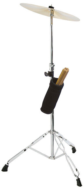On Stage Neoprene Drum Stick Holder with C-Shape Mounting Clamp, Holds 8 Pairs, Removable Pocket, 11" Long, Black — view 2