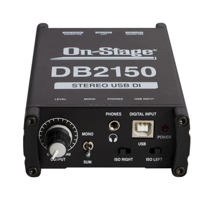 On Stage DB2150 Passive USB Direct Box with XLR Outputs and Headphone Jack