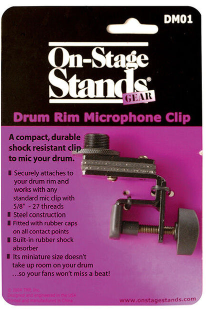 On Stage Low Profile Drum Rim Microphone Mount - Shock Resistant Clip for 5/8" - 27" Mic Clips — view 2