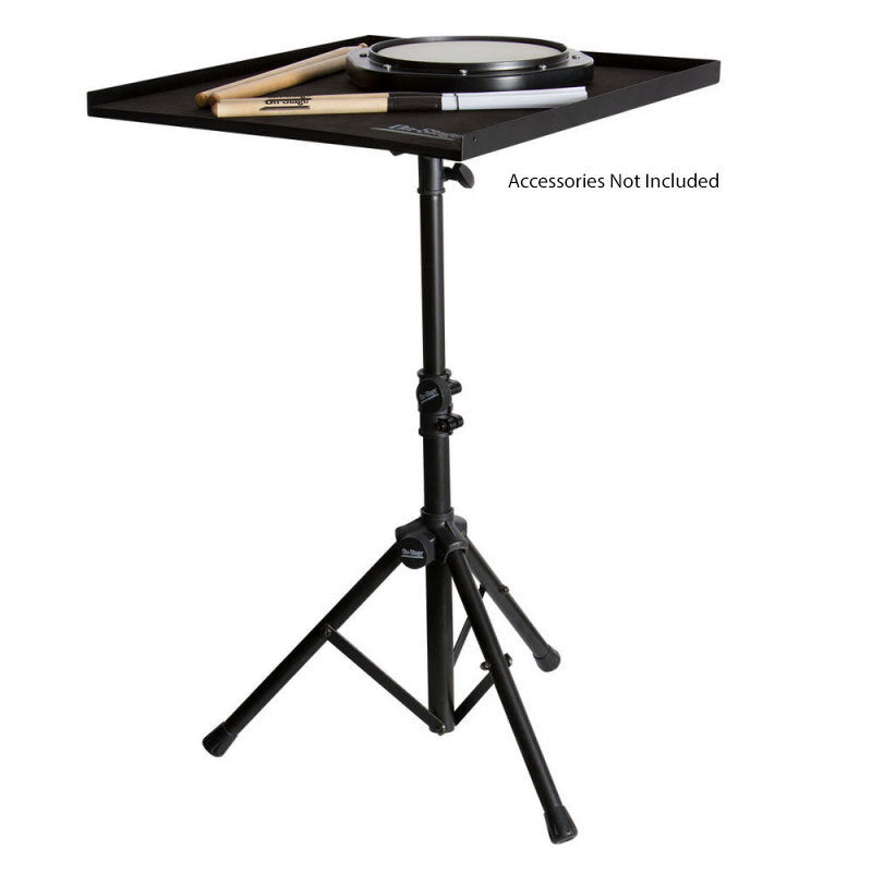 On Stage DPT5500B Percussion Table Black, Adjustable Height 27.5"-40.5", 18.5"x18.5" Platform, 25 lbs Capacity, Tripod Base, EVA Padding