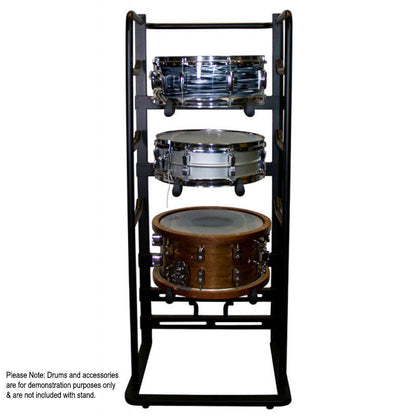On Stage DRS9000 Snare Drum Storage Rack, Holds 5 Drums, Adjustable Support Arms, Heavy-Duty Steel, Mobile with Casters, 22 Height Adjustments — view 4