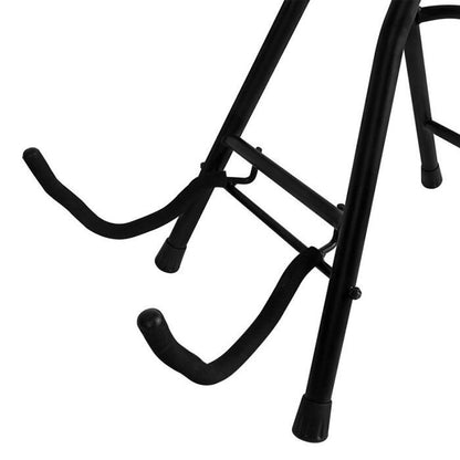 On Stage Guitarist Stool with Footrest and Collapsible Guitar Stand, Black Powder Coat Finish — view 3