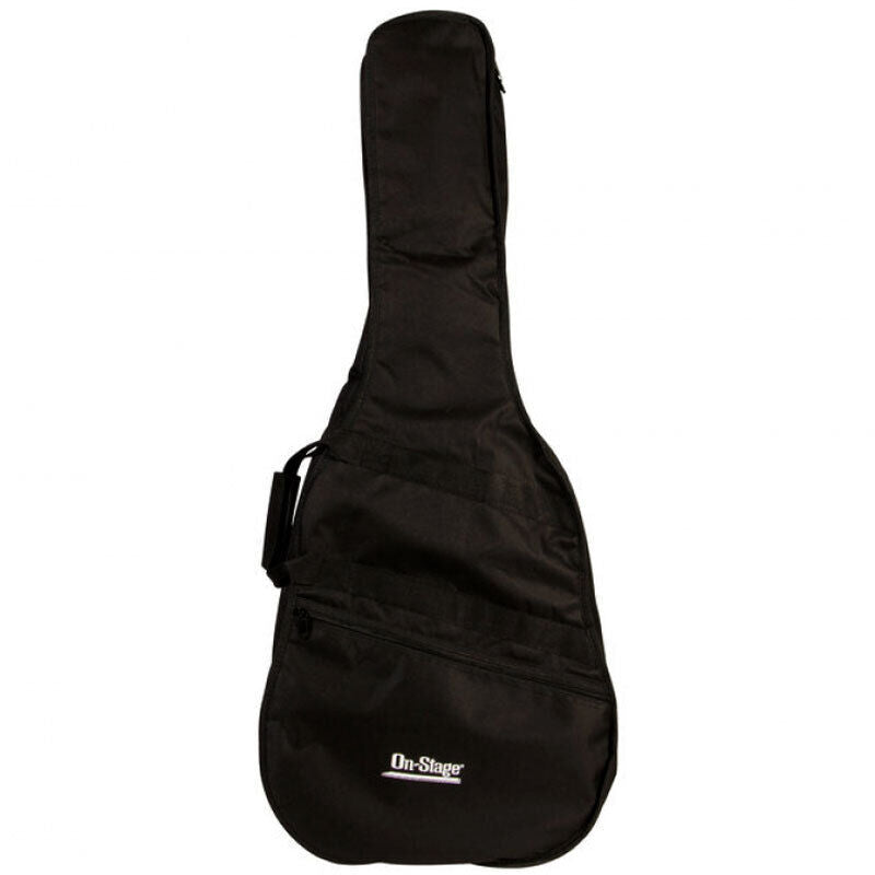On Stage GBA4550 Economy Acoustic Guitar Bag, Black, Weather-Resistant Nylon, 41" Length, Accessories Compartment, Backpack Straps