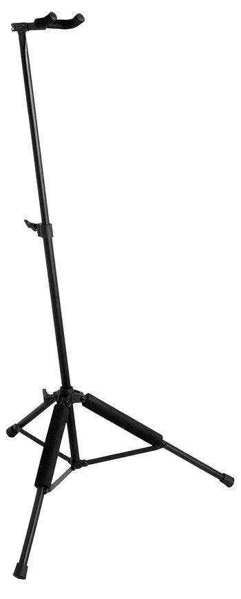 On Stage Hang It Single Guitar Stand - Height Adjustable, Tripod Base, Velveteen Rubber Padding, Black Powder Coat Finish