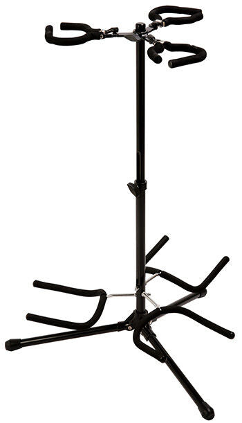 On Stage Flip It Triple Guitar Stand - Gloss Black, Holds 3 Guitars, Velveteen Rubber Padding, Stable Design