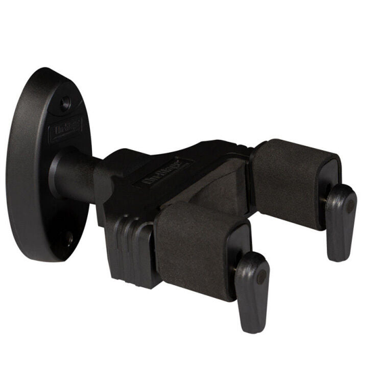 On Stage Locking Wall-Mount Guitar Hanger with Metal Base, Holds 1 Guitar, 16.5 lbs Capacity, Black