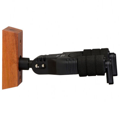 On Stage GS8730MA Locking Wall-Mount Guitar Hanger with Wood Base, Mahogany Finish