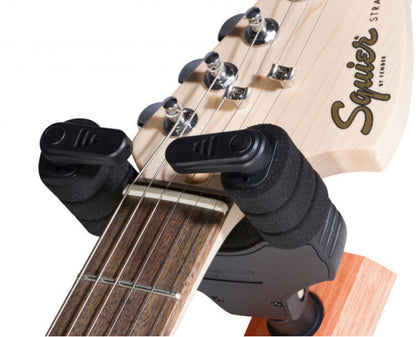 On Stage GS8730MA Locking Wall-Mount Guitar Hanger with Wood Base, Mahogany Finish — view 2