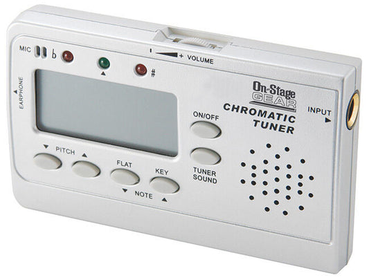 On Stage OSGTA7600 Chromatic Tuner with Built-In Mic, Pitch Pipe Function, LCD Display, and Auto Power-Off