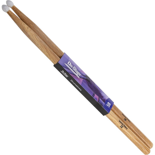 On Stage 5B Hickory Nylon Tip Drum Sticks (1-Pair)