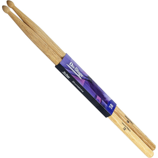 On Stage 5B Hickory Drum Sticks with Wood Tip - 1 Pair
