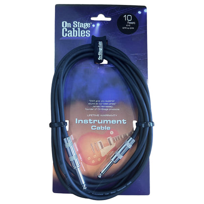 On Stage 10ft Instrument Cable (1/4" Straight Plug - 1/4" Straight Plug) IC-10