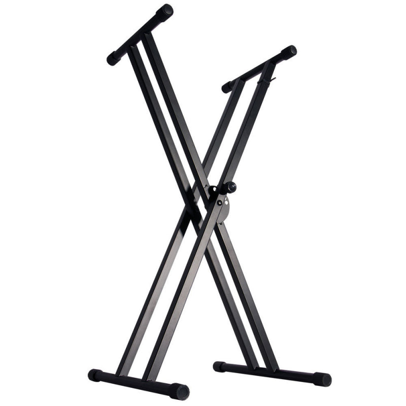 On Stage KS7171 Double X-Braced Ergo-Lok Keyboard Stand - Adjustable Height 27"-39", 120 lbs Capacity, Black Finish