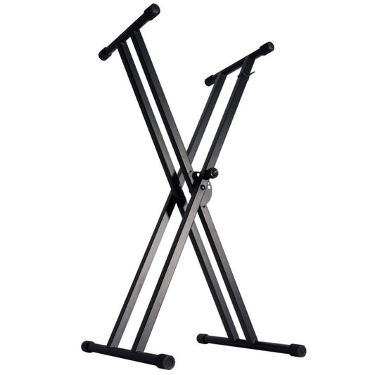 On Stage KS7171 Double X-Braced Ergo-Lok Keyboard Stand - Adjustable Height 27"-39", 120 lbs Capacity, Black Finish