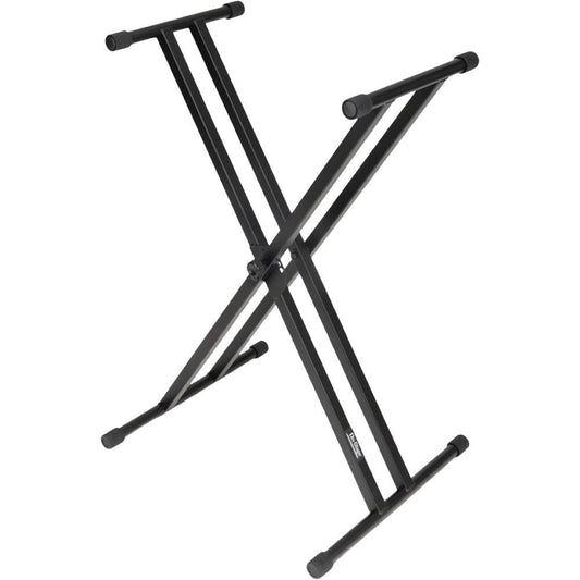 On Stage KS7191 Double X-Braced Keyboard Stand - Adjustable Height, Black Metal Construction, Fits Medium-Format Keyboards