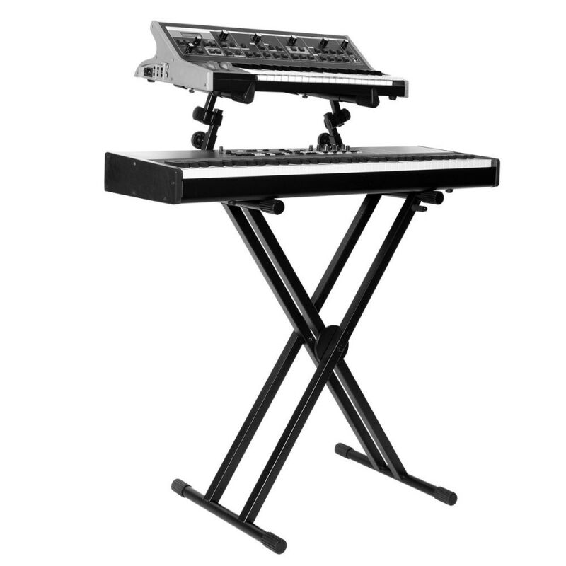 On Stage KS7292 Double-X Braced Ergo Lok Keyboard Stand with 2nd Tier, Adjustable Arms, 320 lbs Capacity, Black — view 6