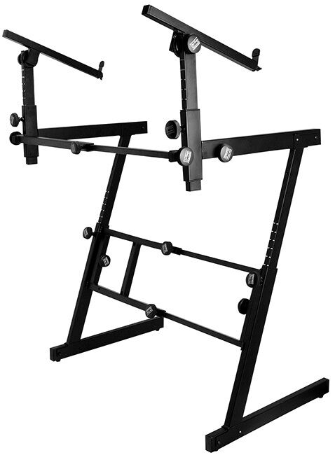 On Stage Pro Heavy Duty Folding Z-Style Multi-Use Stand with 2nd Tier for Keyboards, DJ, Mixer