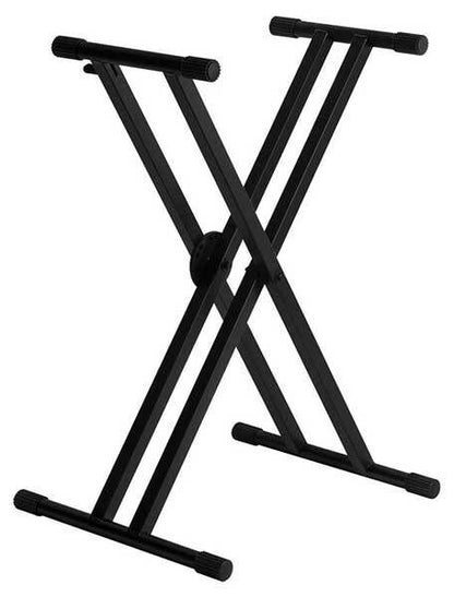 On Stage Pro Heavy Duty Double X-Braced Ergo-Lok Keyboard Stand, 320 lbs Capacity, Adjustable Height 27"-38", Black Powder Coat Finish — view 2