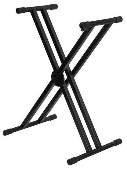 On Stage Pro Heavy Duty Double X-Braced Ergo-Lok Keyboard Stand, 320 lbs Capacity, Adjustable Height 27"-38", Black Powder Coat Finish