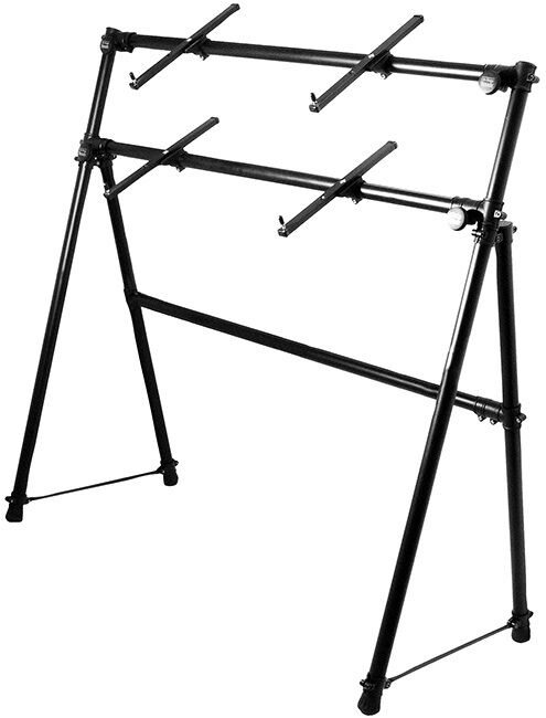 On Stage 2-Tier A-Frame Keyboard Stand with Adjustable Height and Angle, Black Powder Coat Finish