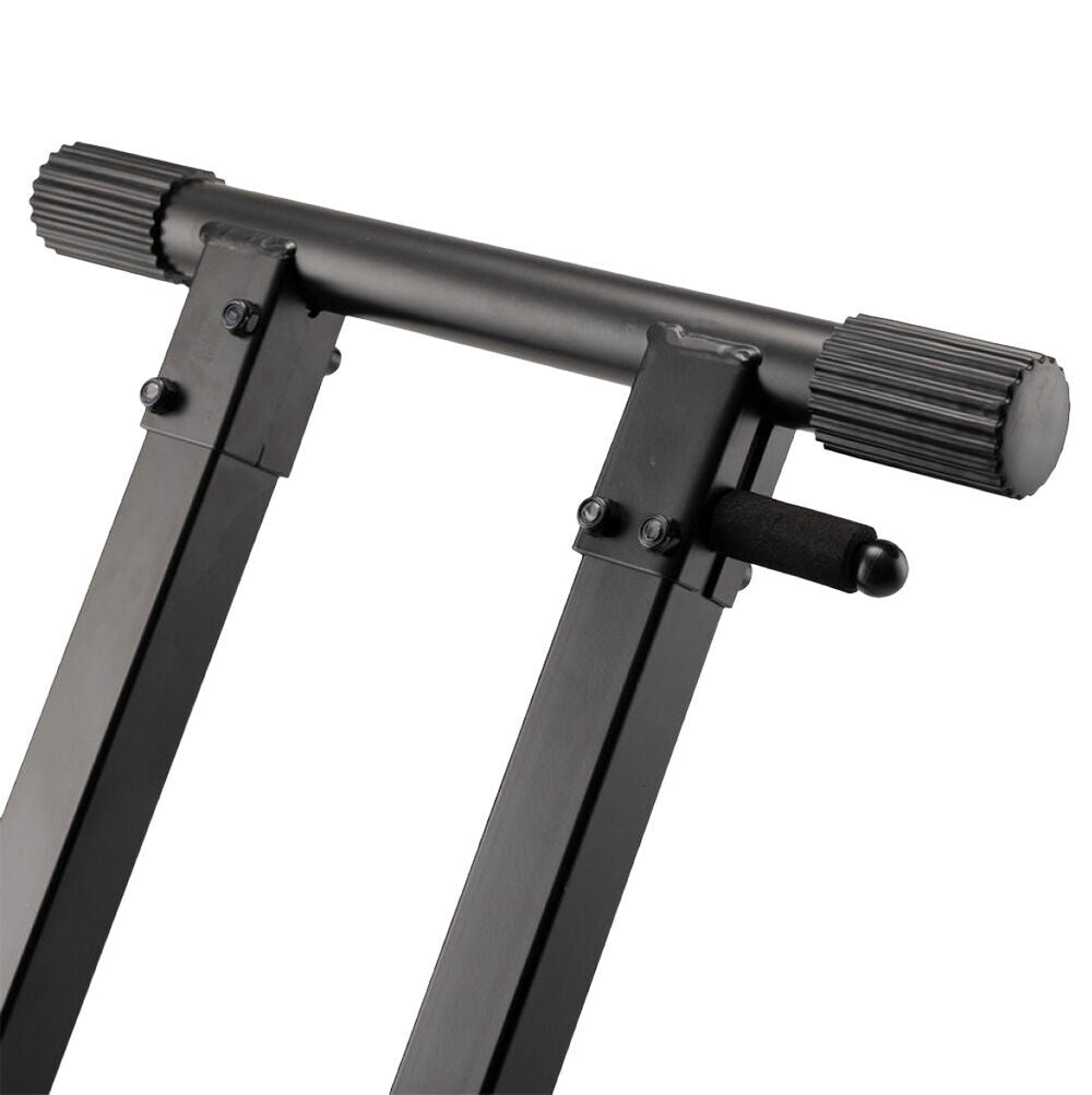 On Stage Lok Tight Pro Double X-Braced Ergo-Lok Keyboard Stand - Adjustable Height 27"-38", Supports Large-format Keyboards, Black — view 2