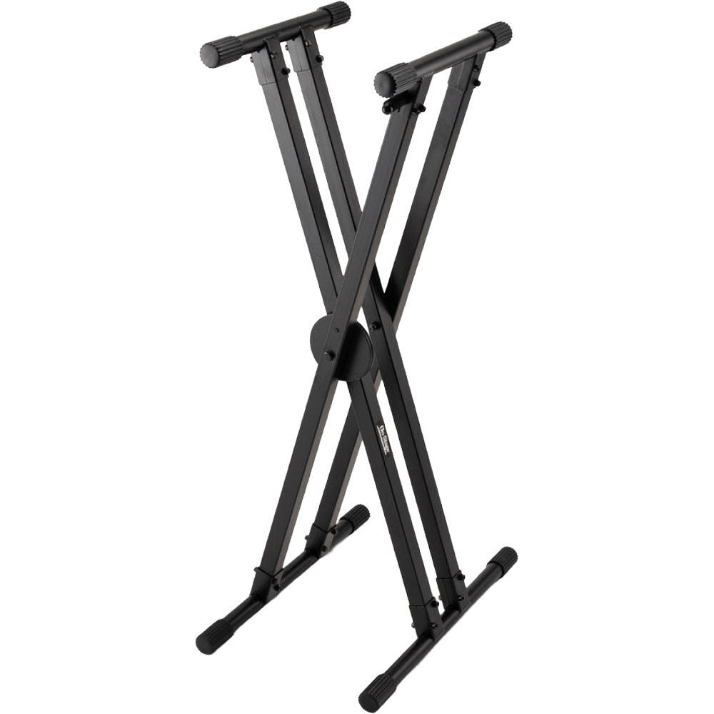 On Stage Lok Tight Pro Double X-Braced Ergo-Lok Keyboard Stand - Adjustable Height 27"-38", Supports Large-format Keyboards, Black — view 5