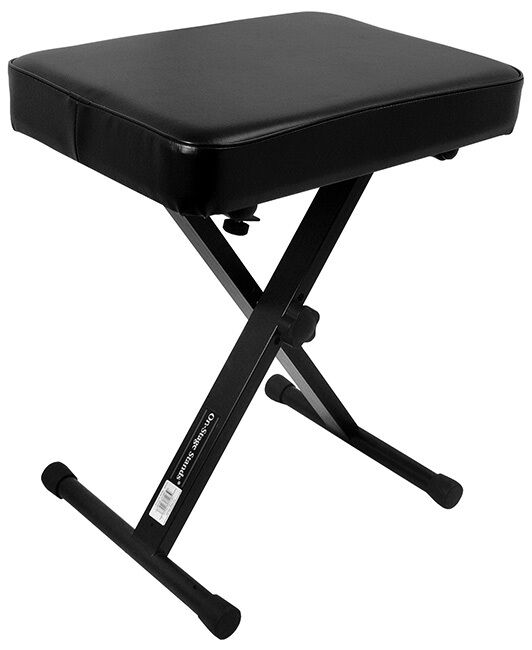 On Stage Three Position X-Style Folding Keyboard Bench with Adjustable Height and 300lbs Capacity