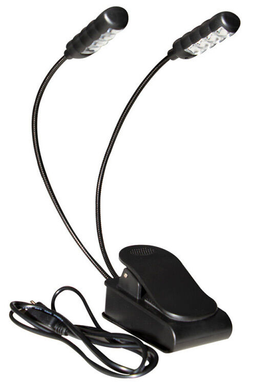 On Stage LED2224 Clip-On USB Rechargeable Dual Sheet Music Light with Flexible Goosenecks, White/Red LEDs