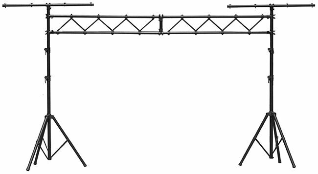 On Stage 10ft Alloy Truss System with Lighting Stands - Holds 16 Par Cans, 200 lbs Capacity, Adjustable Height, Black Powder Coat Finish