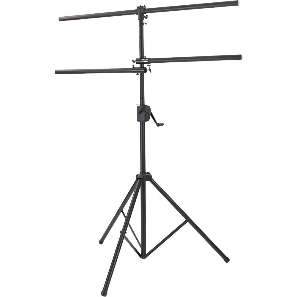 On Stage LS7805QIK Crank-Up Lighting Stand, 12 Par Capacity, Adjustable Height 54" to 132", Black, Aluminum and Steel Construction — view 2