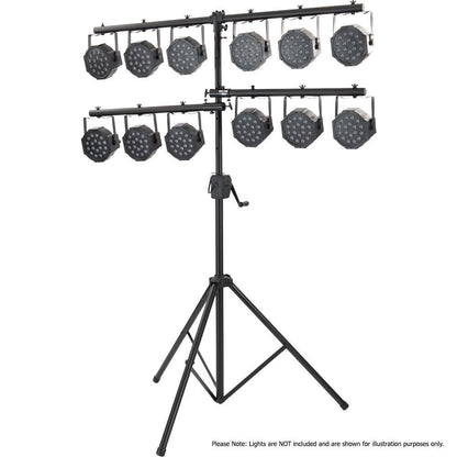 On Stage LS7805QIK Crank-Up Lighting Stand, 12 Par Capacity, Adjustable Height 54" to 132", Black, Aluminum and Steel Construction — view 5