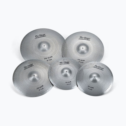 On Stage Low Volume Stainless Steel Cymbal Set - 14" Hi-Hats, 16" Crash, 18" Crash, 20" Ride