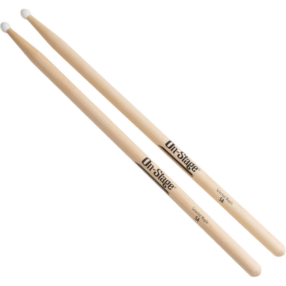 On Stage 5A Maple Drum Sticks with Nylon Tip - Kiln Dried, Durable, Lightweight — view 3