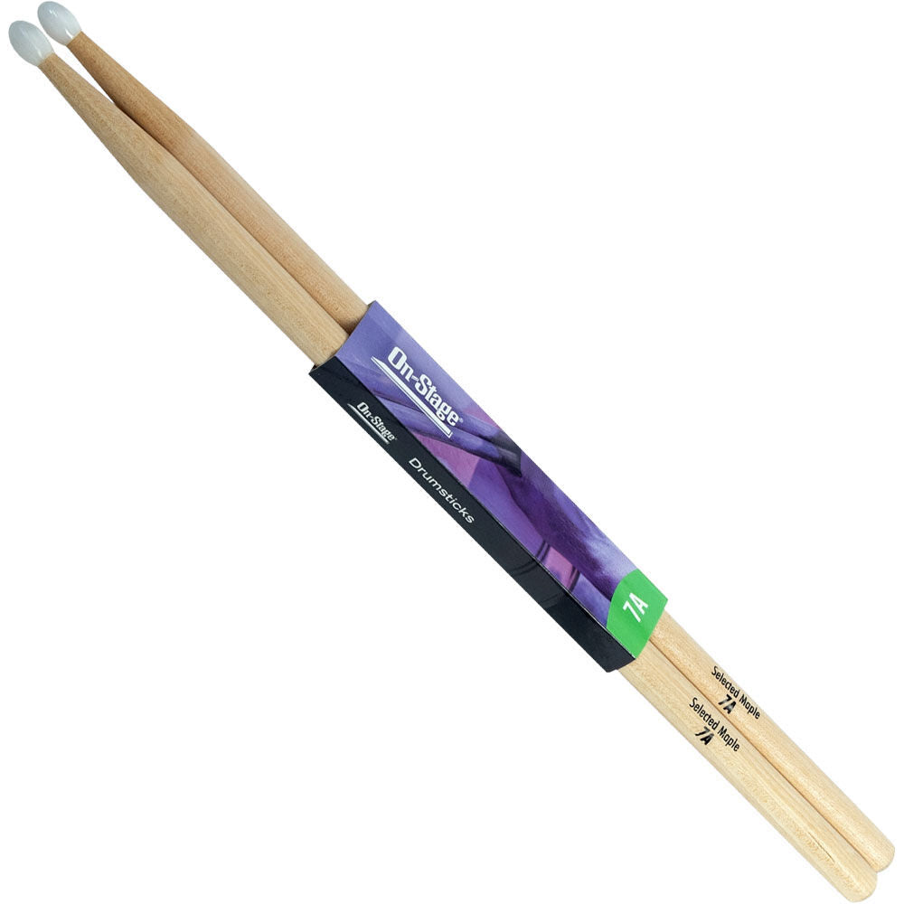 On Stage 7A Maple Drum Sticks with Nylon Tip