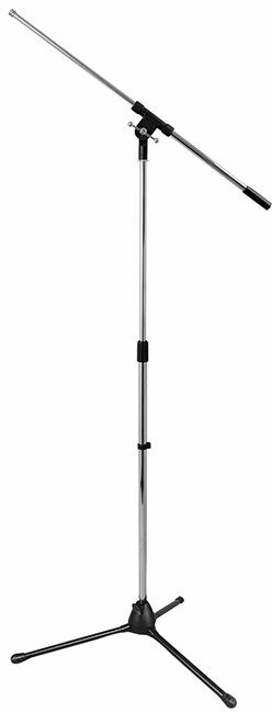 On Stage Boom Mic Stand with 30" Euro Boom - Chrome, Removable Arm, Zinc Clutch, Fold Flat Design