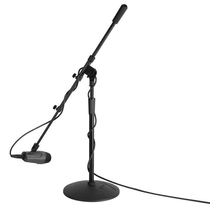 On Stage Low Profile Kick Drum/Amp Microphone Stand, Adjustable 17-28.5", Black Powder Coated, All Metal Construction, Boom Length 21.5-36" — view 2